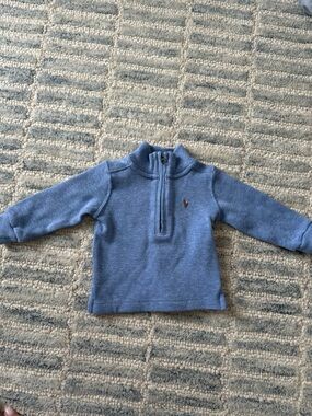 Ralph Lauren Light Blue Half-Zip Sweater with Pony Embroidery